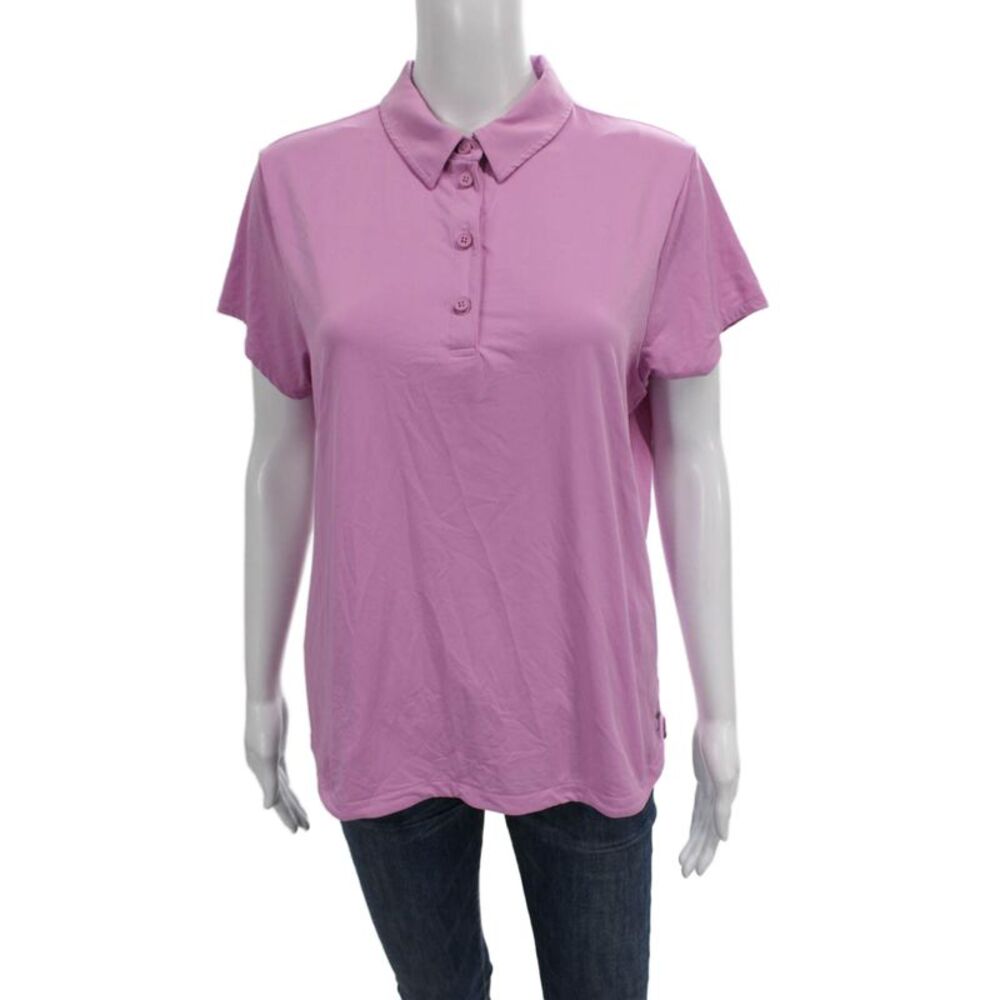 Belyn Key Women Purple Collared Short Sleeve Nylon Spandex Polo Size L